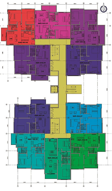 Aracari Residences II — Floor Plan — Upper Floors · Units 2-A to 2-J / 3-A to 3-J