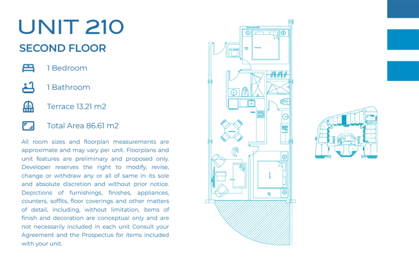 Casa Playa Residences — Unit 210 · 1BR/1BA · 86.61 m² · 2nd Floor