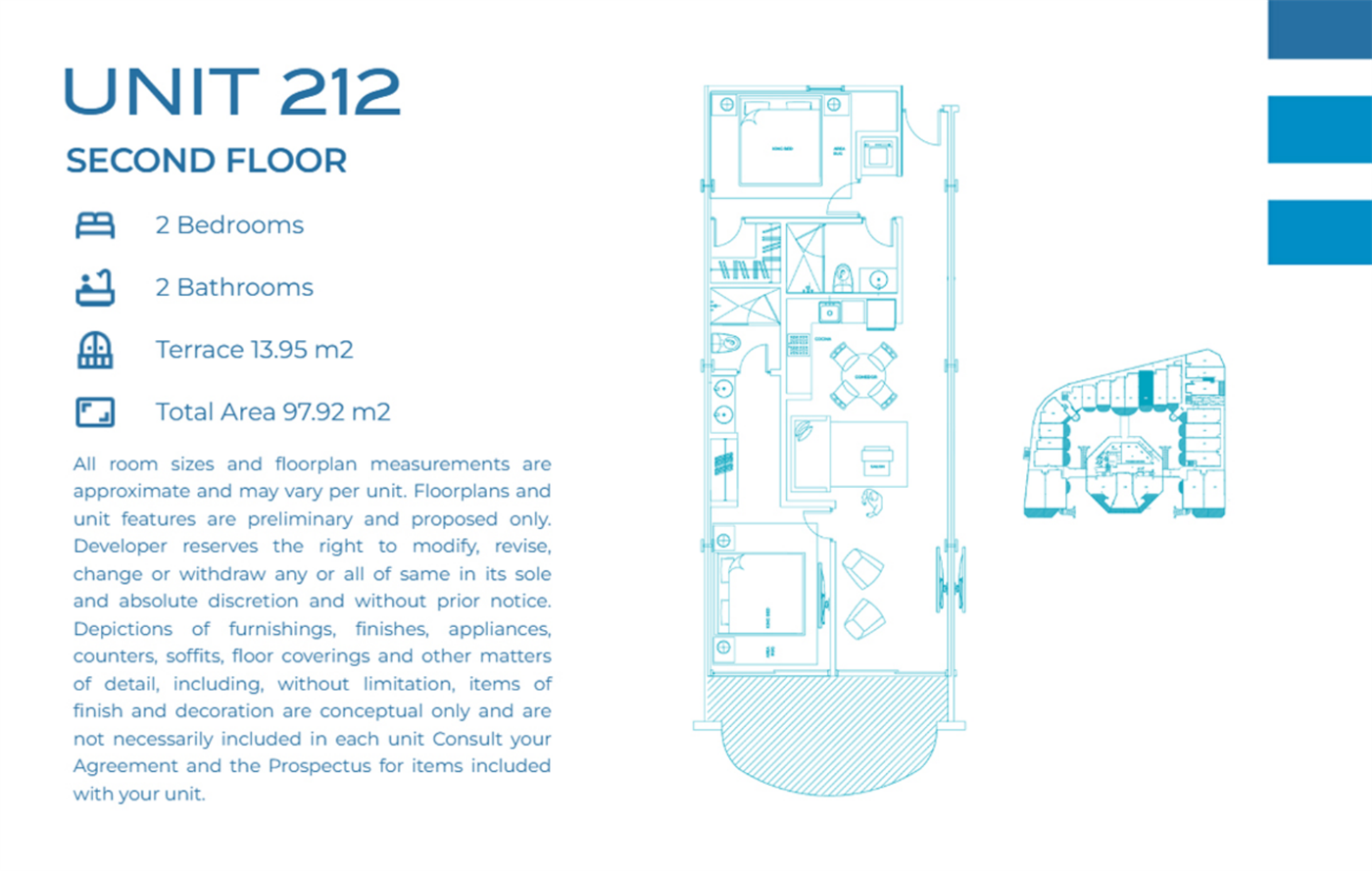 Casa Playa Residences — Unit 212 · 2BR/2BA · 97.92 m² · 2nd Floor