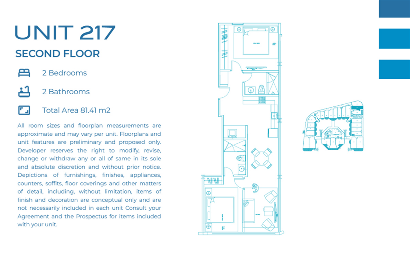 Casa Playa Residences — Unit 217 · 2BR/2BA · 81.41 m² · 2nd Floor