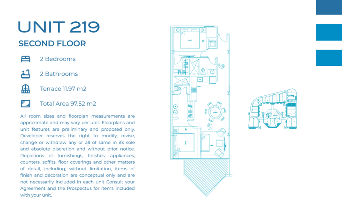 Casa Playa Residences — Unit 219 · 2BR/2BA · 97.52 m² · 2nd Floor