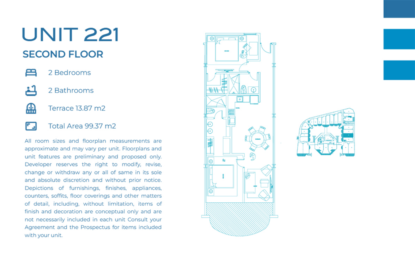 Casa Playa Residences — Unit 221 · 2BR/2BA · 99.37 m² · 2nd Floor