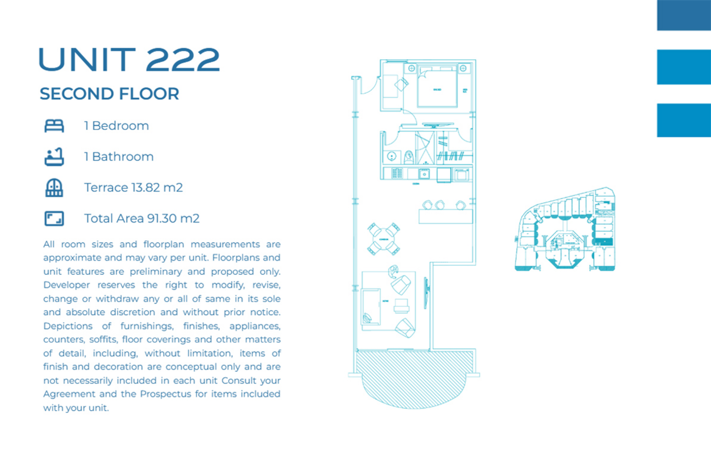 Casa Playa Residences — Unit 222 · 1BR/1BA · 91.30 m² · 2nd Floor