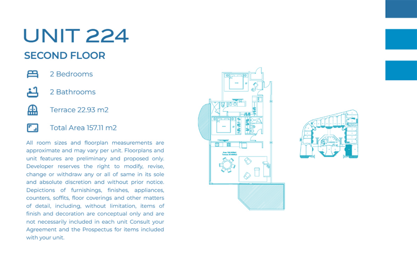 Casa Playa Residences — Unit 224 · 2BR/2BA · 157.71 m² · 2nd Floor