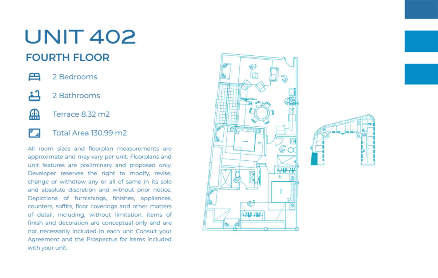 Casa Playa Residences — Unit 402 · 2BR/2BA · 130.99 m² · 4th Floor