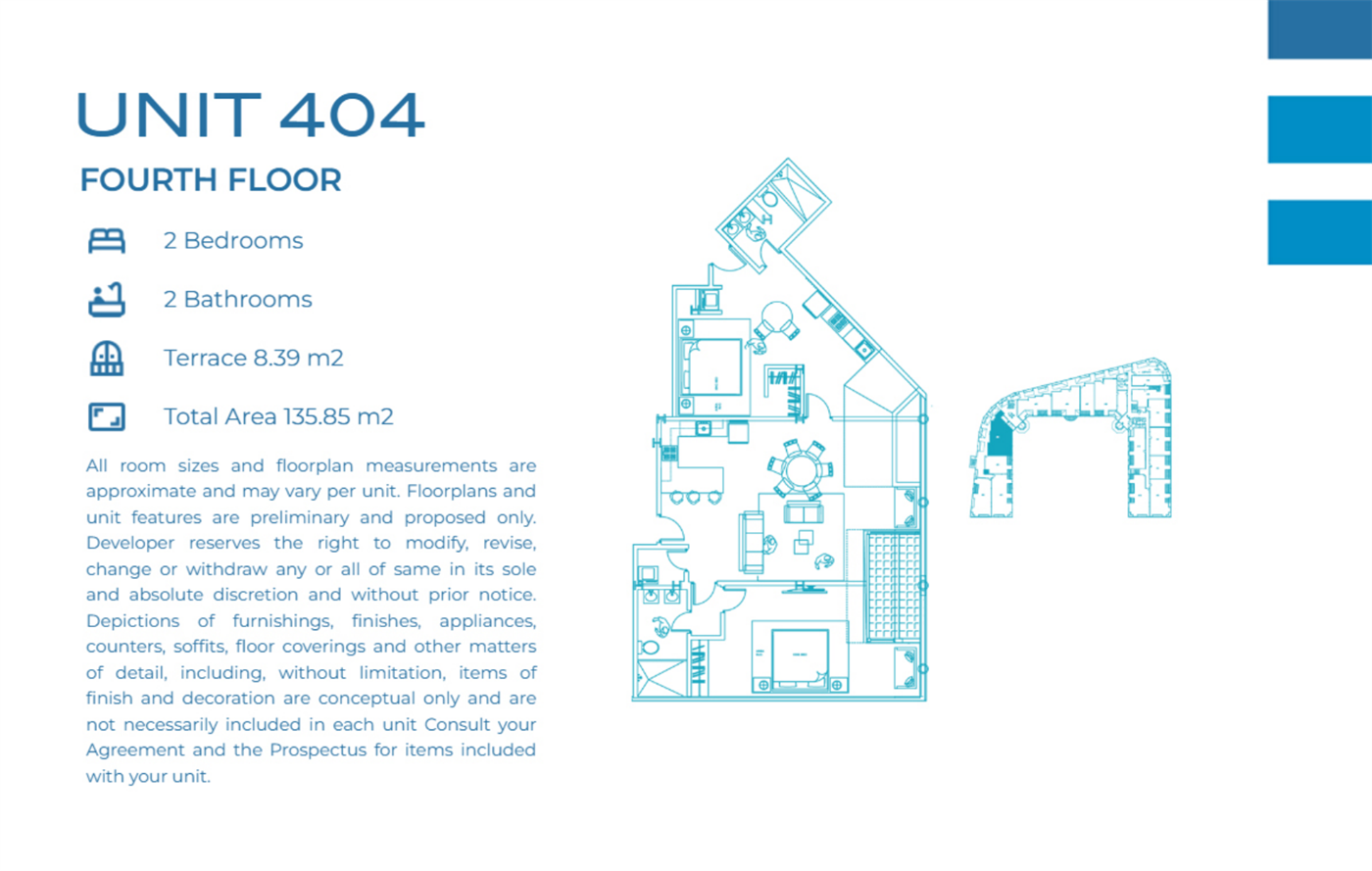 Casa Playa Residences — Unit 404 · 2BR/2BA · 135.85 m² · 4th Floor
