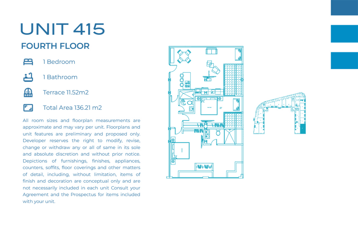 Casa Playa Residences — Unit 415 · 1BR/1BA · 136.21 m² · 4th Floor
