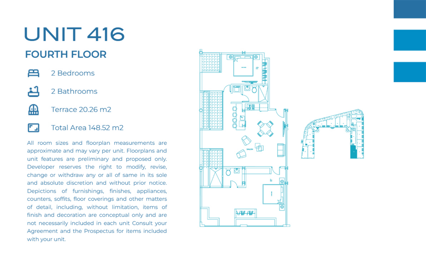 Casa Playa Residences — Unit 416 · 2BR/2BA · 148.52 m² · 4th Floor