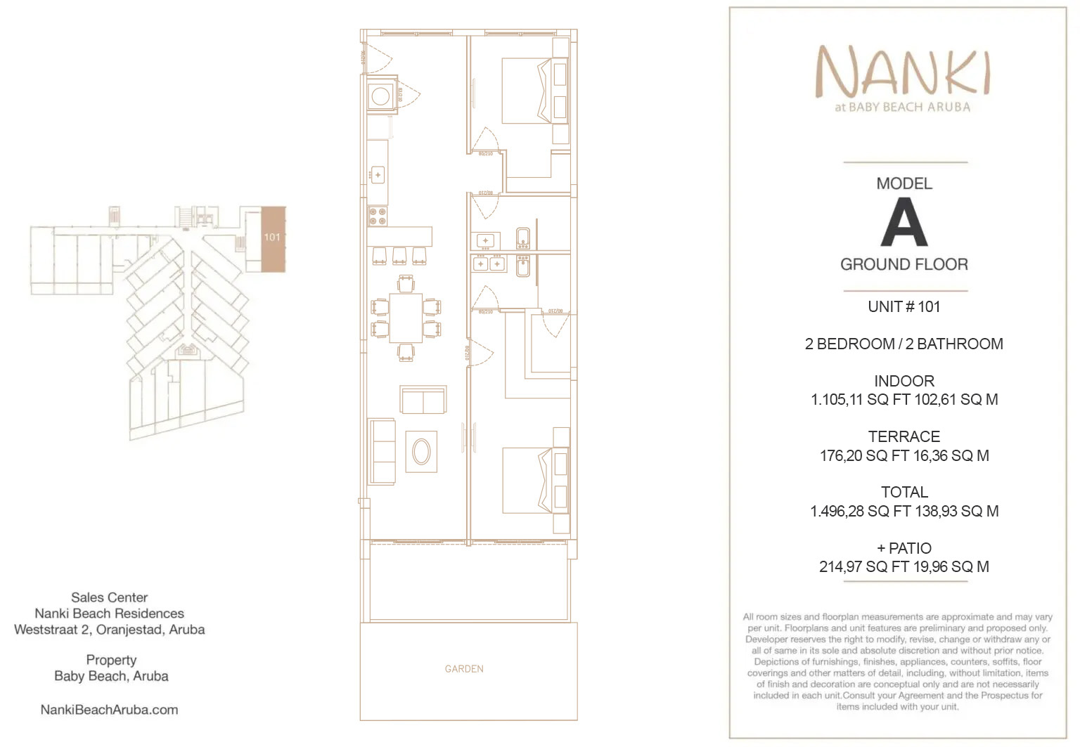 Nanki Condos — Floor Plan — Ground · Unit 101 (Model A · 2BR · 102.61 m²)