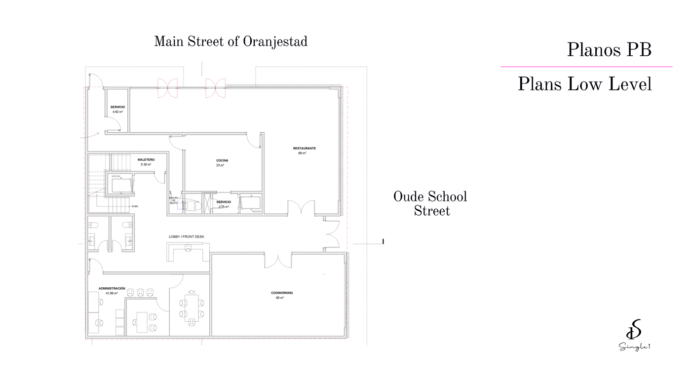 Single 1 Residences — Level — Ground (PB) · Restaurant · Coworking · Lobby
