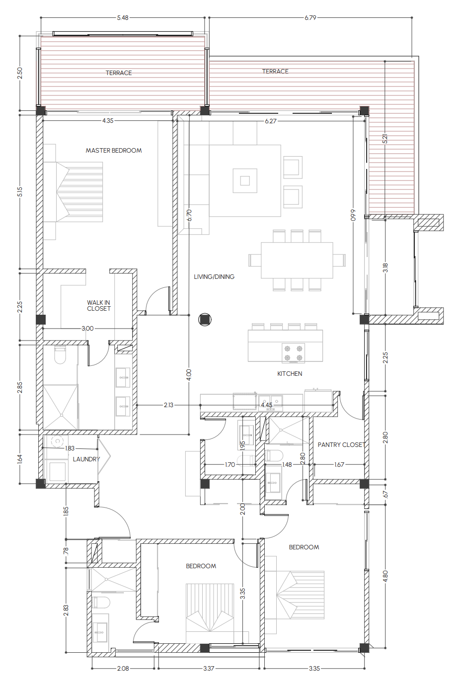 The Stork Club — Type A4 · 3BR/3.5BA · 188 m² + 30 m² balcony · Floors 5–6