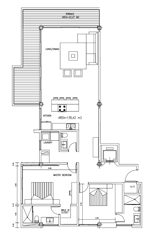 The Stork Club — Type B4 · 2BR/2BA · 127 m² + 24 m² balcony · Floors 1–6