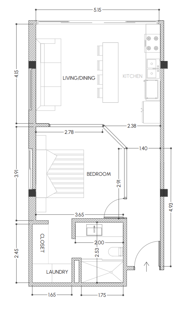 The Stork Club — Type C5 · 1BR/1BA · 56 m² · Floor 1